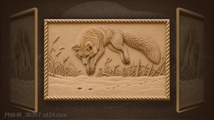Above snow crust fox catches mouse 3d STL model