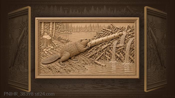 Beaver dragging aspen to dam 3d STL model