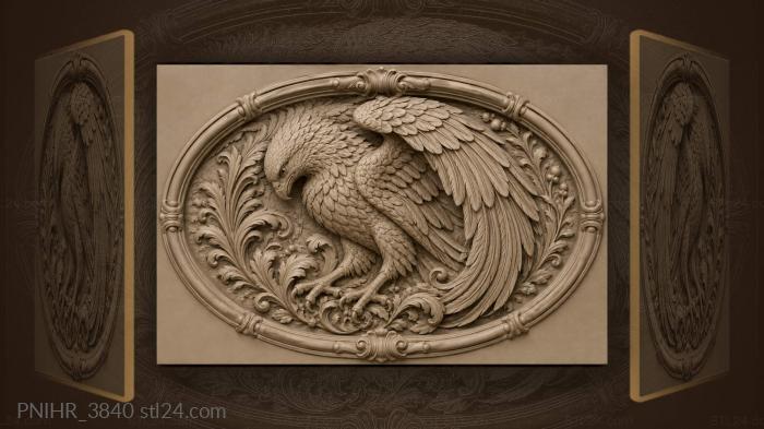Bird curving its wings round the oval 3d STL model