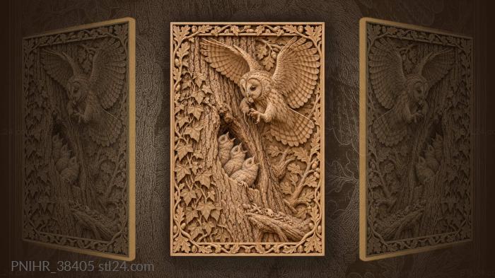 Owl with prey at nest 3d STL model