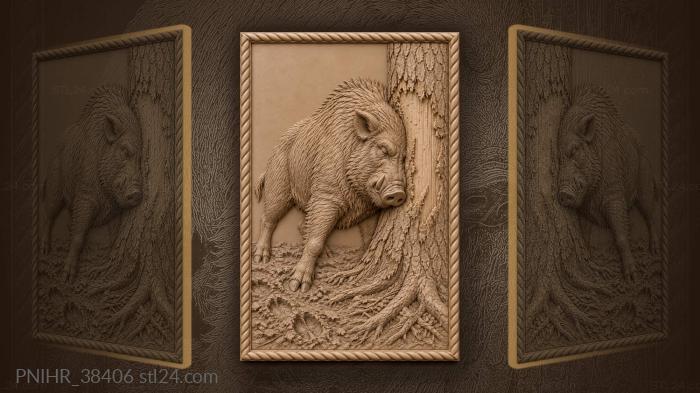 Tusker wallows in mud by conifer 3d STL model