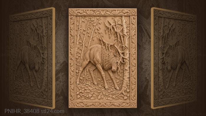 Velvet tatters hang from a stag 3d STL model