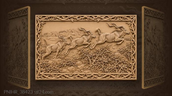 Kudu leap across the savanna 3d STL model