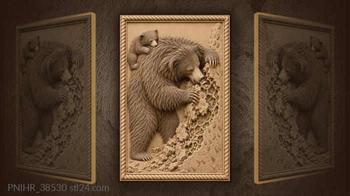 Sloth bear digging into the mound 3d STL model