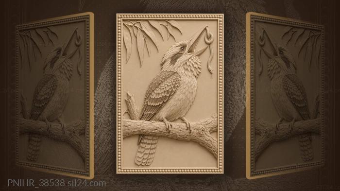 Kookaburra with snake in beak 3d STL model