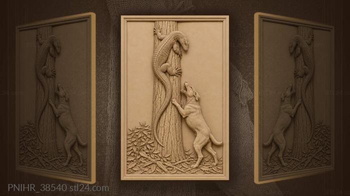 Barking dog drives goanna up trunk 3d STL model