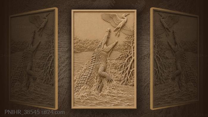 Crocodile leaps for soaring bird 3d STL model