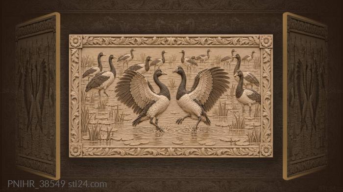 Magpie geese flooding plains display 3d STL model