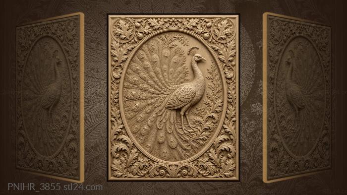 Spreading his tail the peacock passes acorns 3d STL model