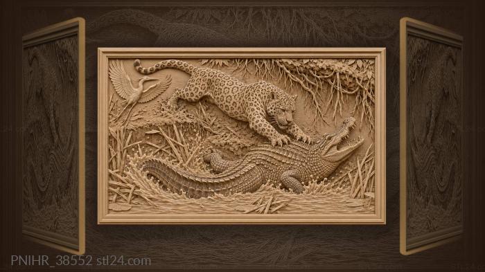 Caiman twists lashing water into crest 3d STL model