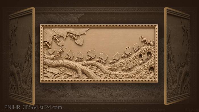 Leafcutter ants foraging trail busy scene 3d STL model