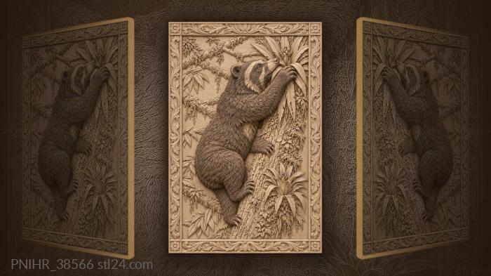 Spectacled bear reaches the blooming rosette 3d STL model