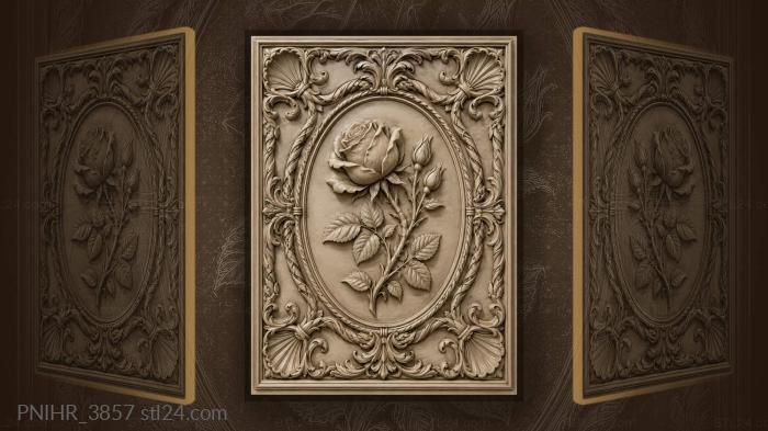 Rose emerges between twisted boughs and shells 3d STL model