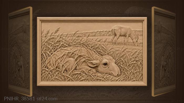 Mother grazes beyond her concealed calf 3d STL model