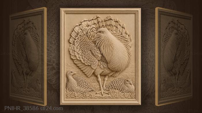 Great bustard displaying mates steppe grass 3d STL model