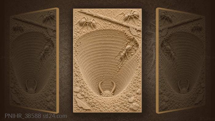 Antlion trap with struggling ants 3d STL model