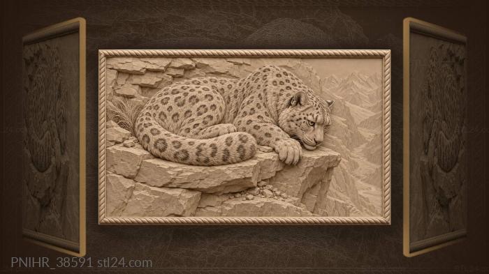 Alert snow leopard catches sounds from valley 3d STL model