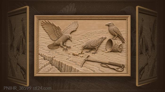 Second bird tugs a dried strip 3d STL model