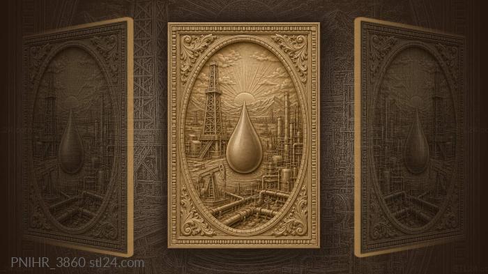 Drilling towers awaken beneath the sunrise 3d STL model