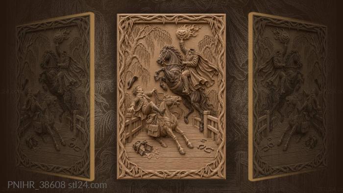 Headless horseman raises a flaming pumpkin 3d STL model