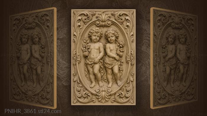 Boy with a branch and girl with flower 3d STL model