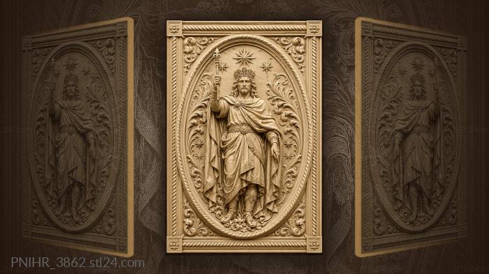 Star-crowned monarch lifts the royal scepter 3d STL model