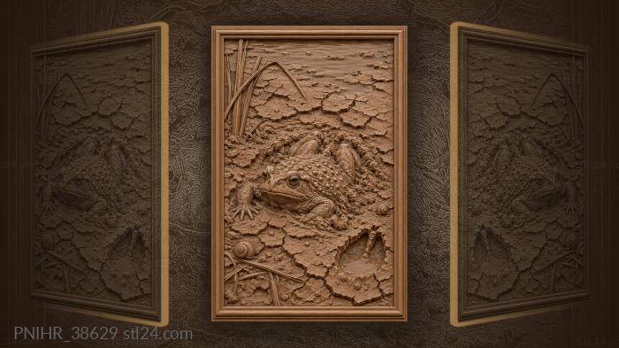 Fire-bellied toad sinks beneath cracked poolbed 3d STL model