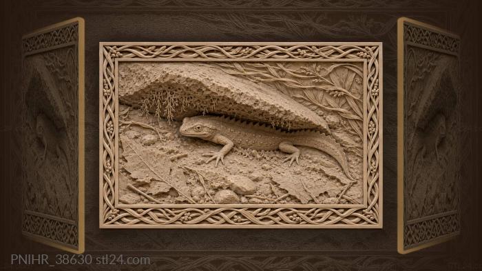 Newt hidden beneath a stone 3d STL model