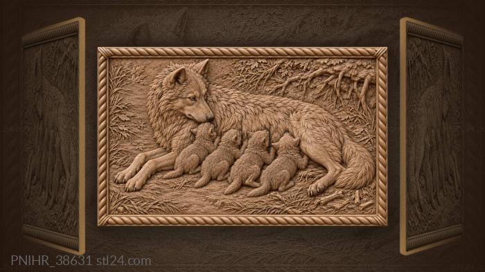 She-wolf shelters smallest cub by den 3d STL model