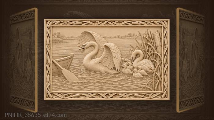 Pen turns cygnets toward the reeds 3d STL model