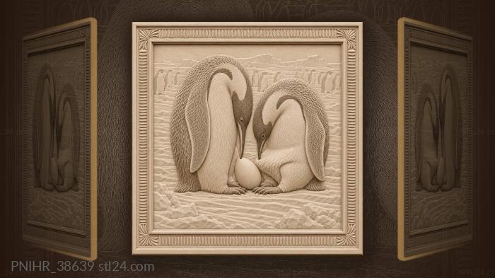Penguin couple passing precious egg 3d STL model