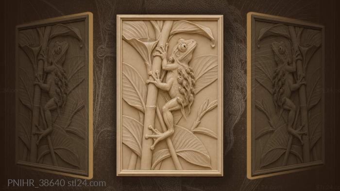 Frog with tadpoles on stem 3d STL model