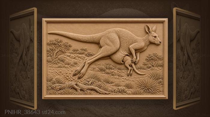 Kangaroo mother with playful joey 3d STL model