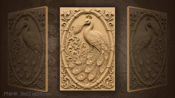 Peacock holding a single feather in beak 3d STL model