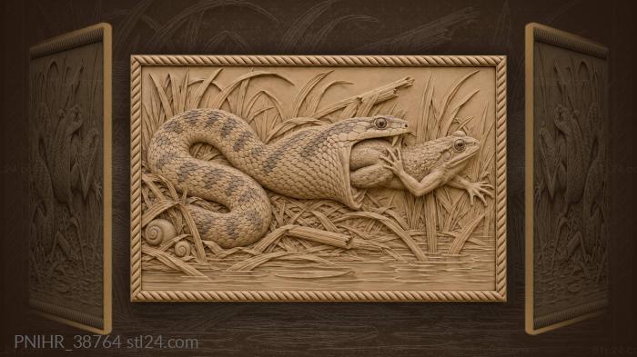 Snake and frog struggle for life 3d STL model