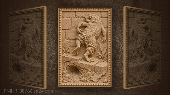 Burdened midwife toad shifts eggs on stone 3d STL model