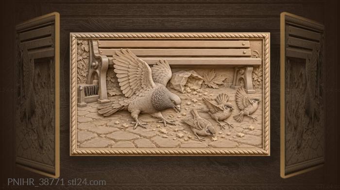 Sparrow snatches a crumb mid hop 3d STL model