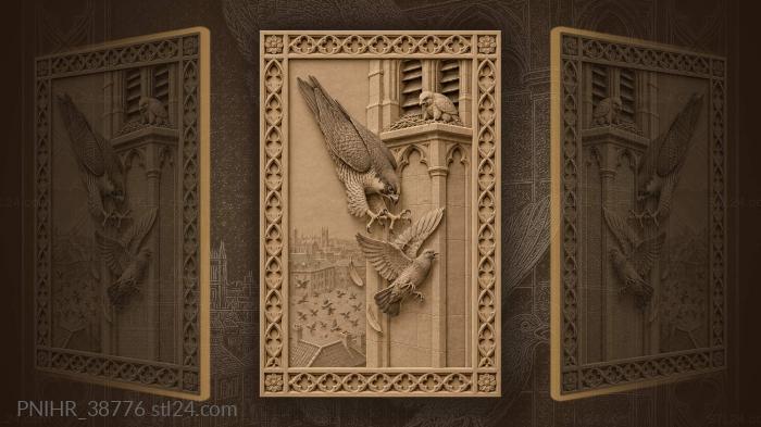 Falcon strike above town square 3d STL model
