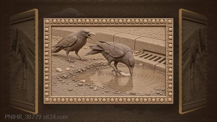 Crow dipping bread in water 3d STL model