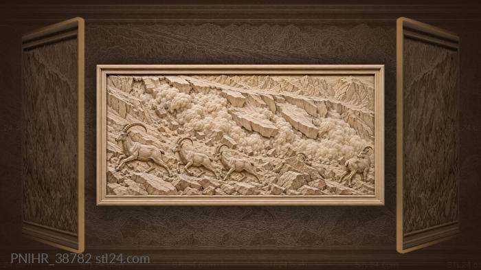 Avalanche drives ibex across rocky moraine 3d STL model