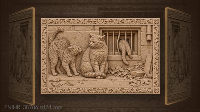 Through bars cat slips into basement 3d STL model