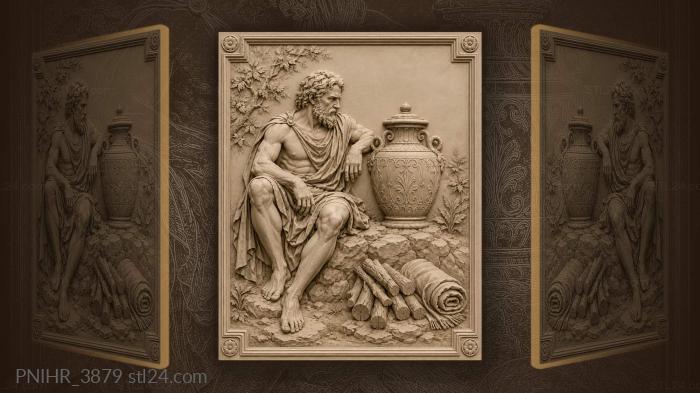 Firewood awaits heating beside rocky tub 3d STL model