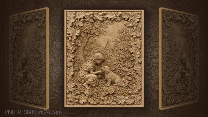 Flowers beside a little gabled house 3d STL model