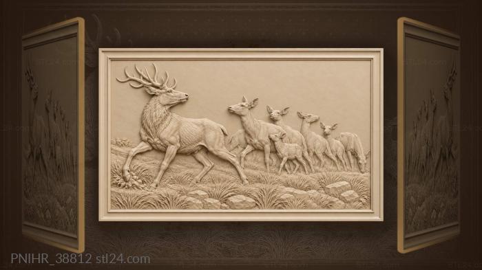Majestic stag among watchful deer 3d STL model