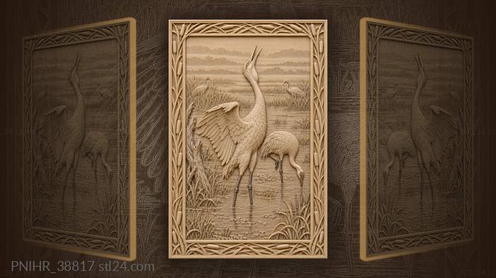 Cranes calling in morning mist 3d STL model