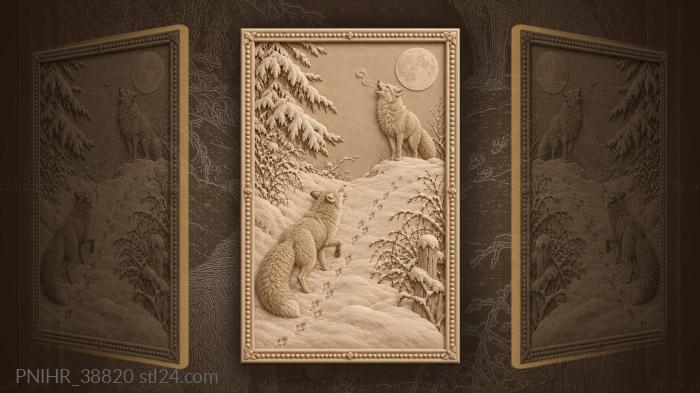 Male fox answers vixen across snow 3d STL model