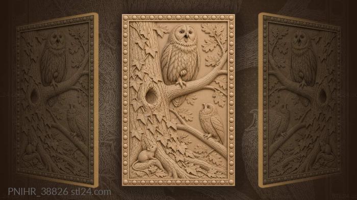 Tawny owls answering call in forest 3d STL model