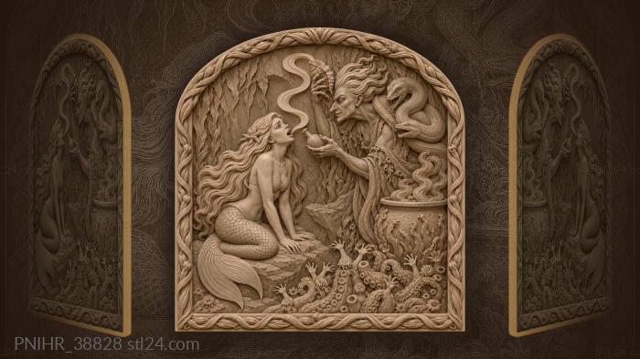 Mermaid trades her song inside witch grotto 3d STL model