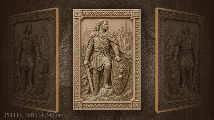 Town roofs and an emblazoned shield 3d STL model