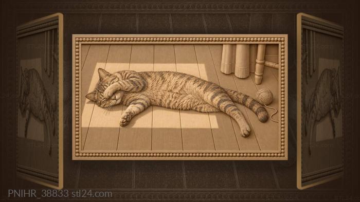 Lazy cat in sunbeam play 3d STL model